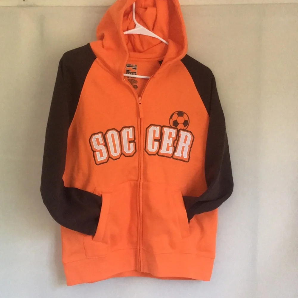 Unisex teens Soccer jacket full zip up hoodie sweater Sz L ( 14/16)